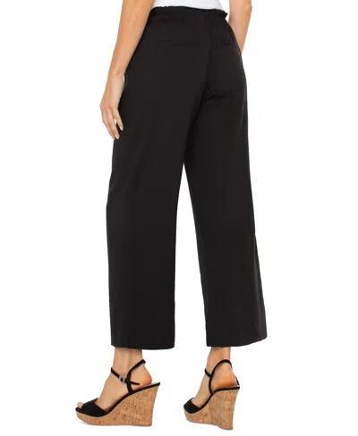 Liverpool Los Angeles Petite Cropped Pull-on Wide-leg Pants In Black