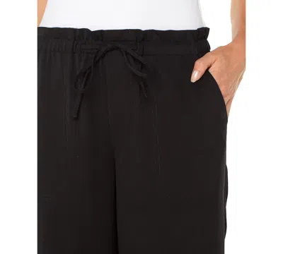 Liverpool Los Angeles Petite Cropped Pull-on Wide-leg Pants In Black