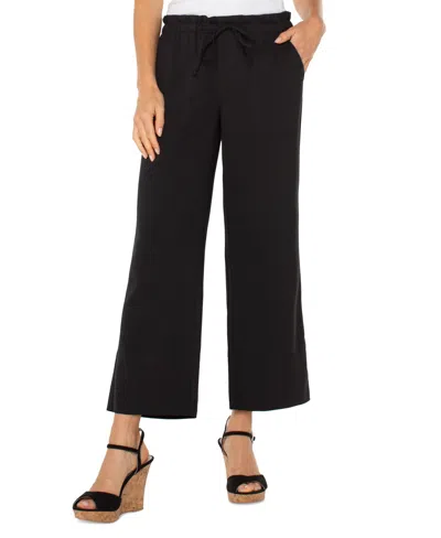 Liverpool Los Angeles Petite Cropped Pull-on Wide-leg Pants In Black