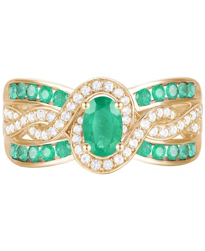 Macy's Emerald (3/8 Ct. T.w.) & Diamond (1/4 Ct. T.w.) Multirow Swirl Ring In 14k Gold (also In Ruby & Sapp In Emerald