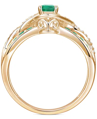 Macy's Emerald (3/8 Ct. T.w.) & Diamond (1/4 Ct. T.w.) Multirow Swirl Ring In 14k Gold (also In Ruby & Sapp In Emerald