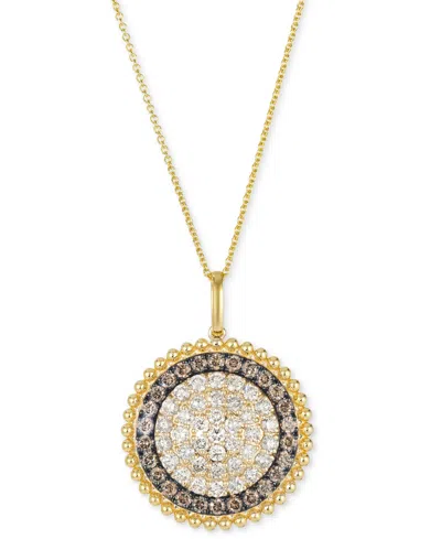 Le Vian Nude Diamond (1-1/5 Ct. T.w.) & Chocolate Diamond (5/8 Ct. T.w.) Circle Pendant Necklace In 14k Yell In Yellow Gold