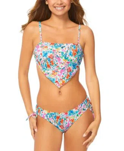 Raisins Juniors' Point Break Floral-print Bikini Top In Multi