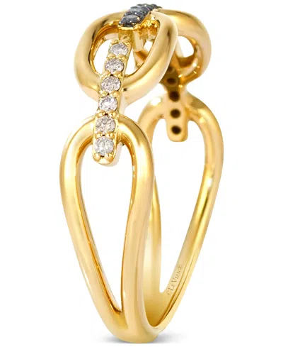Le Vian Chocolate Diamond (1/20 Ct. T.w.) & Nude Diamond (1/10 Ct. T.w.) Statement Ring In 14k Yellow Gold In Yellow Gold