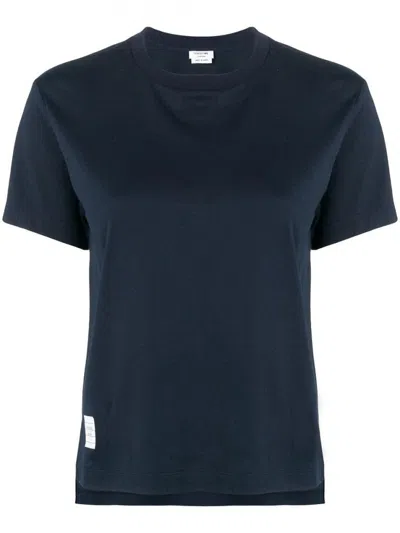 Thom Browne Relaxed Fit T-shirt Side Slits In Navy Blue