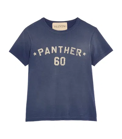 Valentino Panther Graphic Print Crew Neck T-shirt In Blue