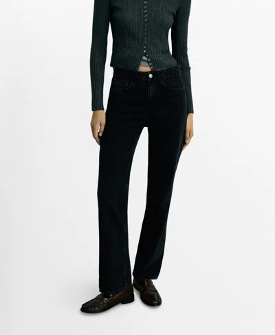 Mango Miami Mid Rise Straight Leg Jeans In Black