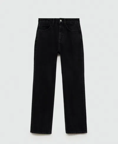 Mango Miami Mid Rise Straight Leg Jeans In Black