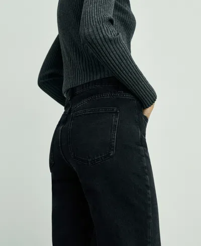 Mango Miami Mid Rise Straight Leg Jeans In Black
