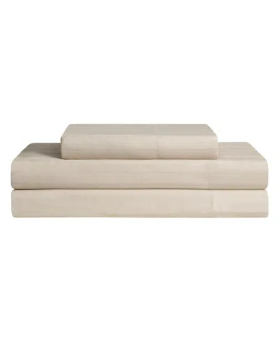 French Connection Damask Stripe 300-thread Count Cotton Sateen 3-pc. Sheet Set, Twin In Beige