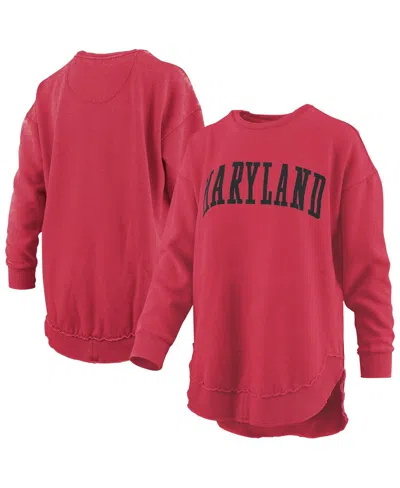 Pressbox Women'sâ Red Maryland Terrapins Melange Poncho Vintage Fleece Long Sleeve Pullover Sweatshirt In Red