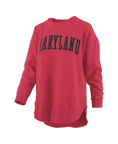Pressbox Women'sâ Red Maryland Terrapins Melange Poncho Vintage Fleece Long Sleeve Pullover Sweatshirt In Red
