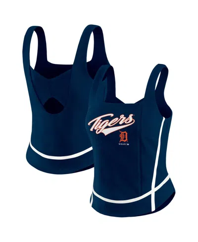 Wear By Erin Andrews Women's Navy Atlanta Braves Square Neck Tank Top In Blue