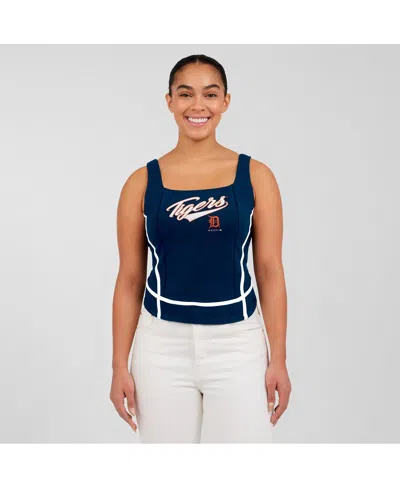 Wear By Erin Andrews Women's Navy Atlanta Braves Square Neck Tank Top In Blue