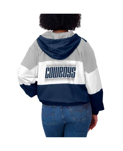 Wear By Erin Andrews Women's Navy Dallas Cowboys Plus Size Color Block Full-zip Windbreaker Jacket In Navy