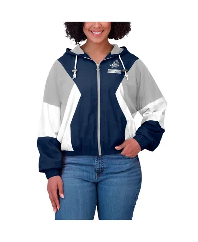 Wear By Erin Andrews Women's Navy Dallas Cowboys Plus Size Color Block Full-zip Windbreaker Jacket In Navy