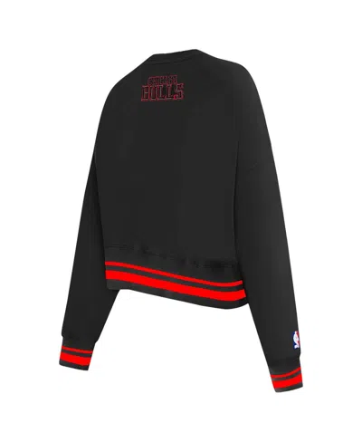 Pro Standard Women's Black Chicago Bulls Area Code Cropped Pullover Sweatshirt In Black