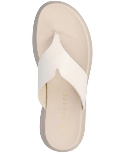 Journee Collection Women's Carah Thong Platform Wedge Sandals In White