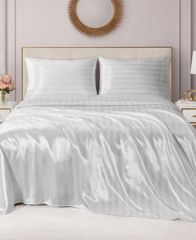 Juicy Couture Satin Damask 4-pc. Sheet Set, Full In Brilliant White