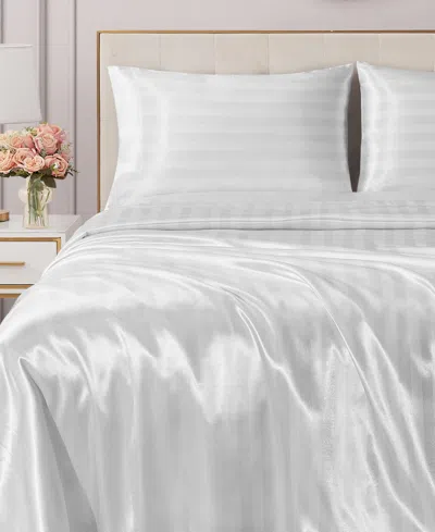 Juicy Couture Satin Damask 4-pc. Sheet Set, Full In Brilliant White