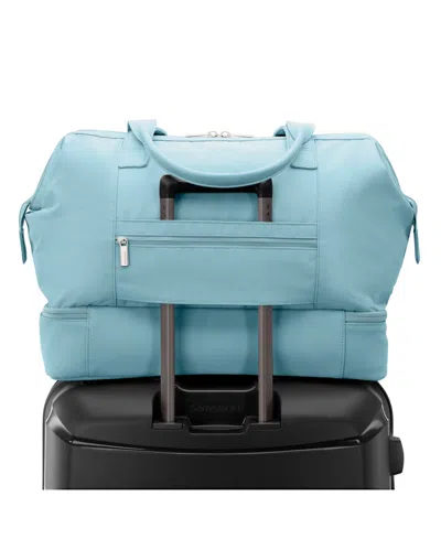 Samsonite Better Than Basic Drop Bottom Weekender Duffel In Vintage Blue