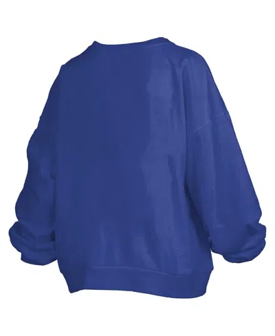 Pressbox Women'sâ Royal Kentucky Wildcats Janise Arch Over Logo Waist Length Oversized Pullover Sweatshirt In Royal