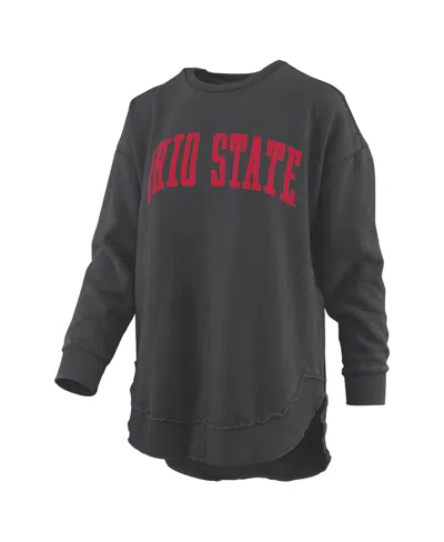 Pressbox Women's Black Texas Tech Red Raiders Melange Poncho Vintage Fleece Long Sleeve Pullover Sweatshirt In Black