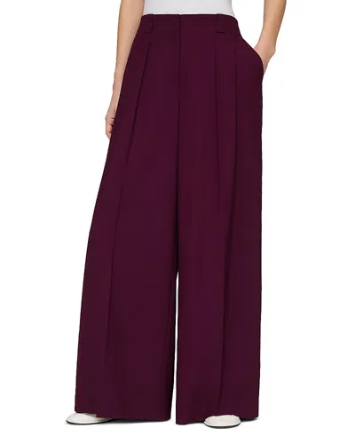 Lafayette 148 Stretch Wool Pleated Wide Leg Pant In Violet Ash