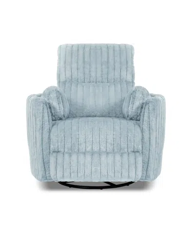 Furniture Of America 41" Jorvien Modern Chenille Power Swivel Glider Recliner With Pillows In Sky Blue