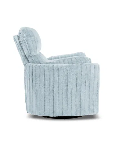 Furniture Of America 41" Jorvien Modern Chenille Power Swivel Glider Recliner With Pillows In Sky Blue