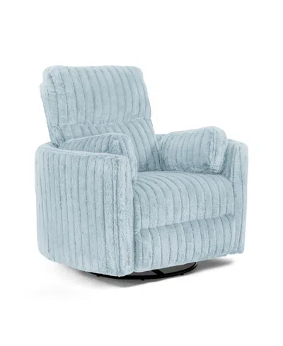 Furniture Of America 41" Jorvien Modern Chenille Power Swivel Glider Recliner With Pillows In Sky Blue