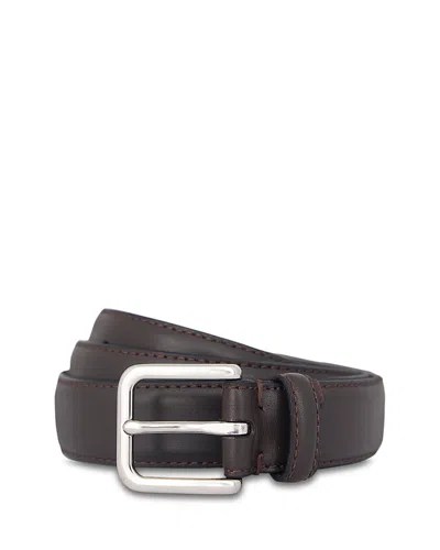 Vince Stitched Leather Belt In Cacao Brown