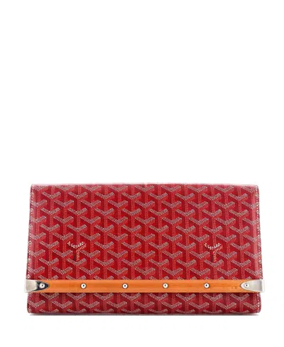 Pre-owned Pre-owned Goyard  Goyard Pm Monte Carlo Clutch With Strap Coated Canvas In Red