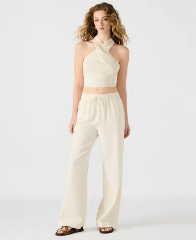 Steve Madden Venetia Linen Blend Drawstring Pants In Neutral