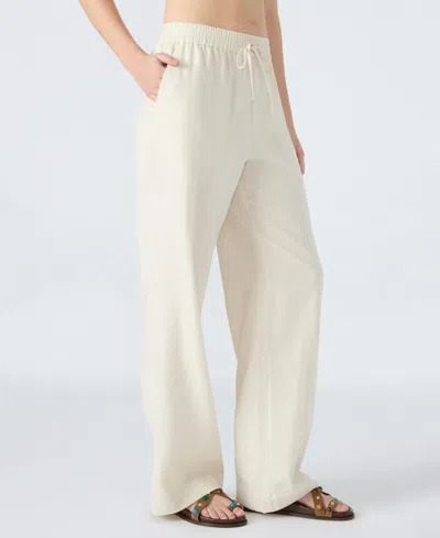 Steve Madden Venetia Linen Blend Drawstring Pants In Neutral