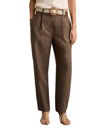 Reiss Womens  Beau Tapered-leg Linen Trousers In Mink Neutr