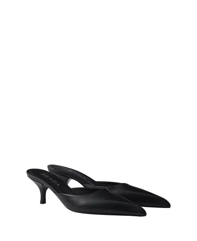 Prada Mule With Stiletto Heel And Pointed Toe In Black