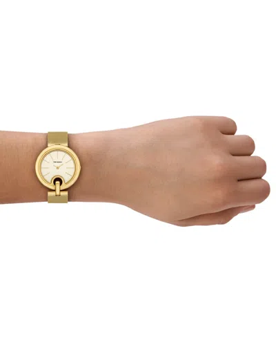 Tory Burch Women's The Pierced Gold-tone Stainless Steel Mesh Bracelet Watch 36mm In Ivory/gold