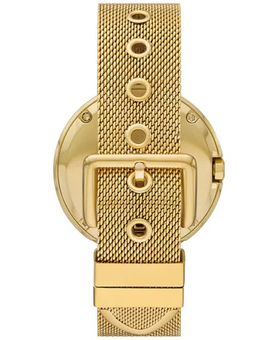 Tory Burch Women's The Pierced Gold-tone Stainless Steel Mesh Bracelet Watch 36mm In Ivory/gold