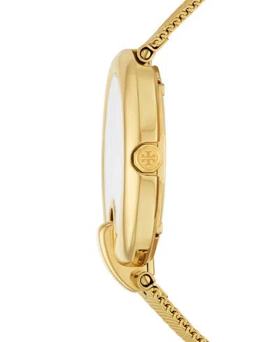 Tory Burch Women's The Pierced Gold-tone Stainless Steel Mesh Bracelet Watch 36mm In Ivory/gold