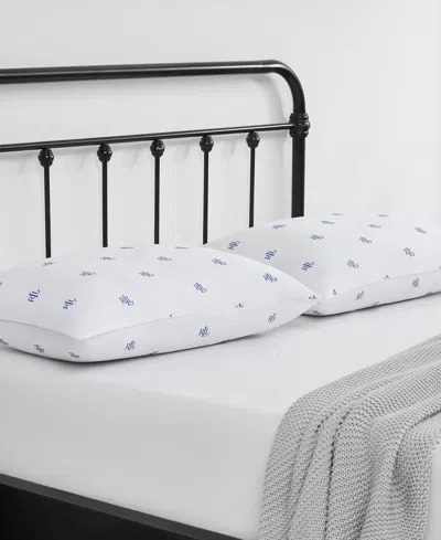 Ralph Lauren Logo Medium Density 2-pack Down Alternative Pillow, Standard/queen In White