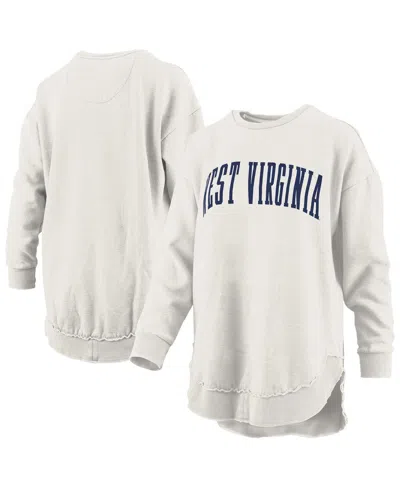 Pressbox Women's Oatmeal Penn State Nittany Lions Melange Poncho Vintage Fleece Long Sleeve Pullover Sweatshi In White