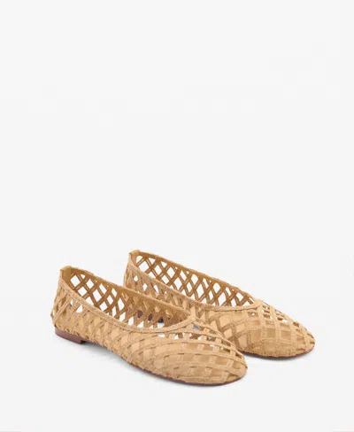 Mango Women's Natural Fiber Ballerinas Shoes In Medium Brown