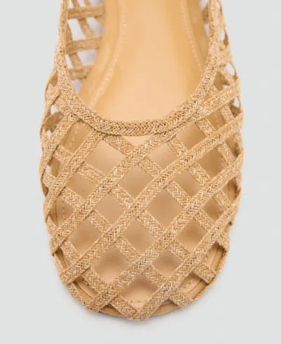 Mango Women's Natural Fiber Ballerinas Shoes In Medium Brown