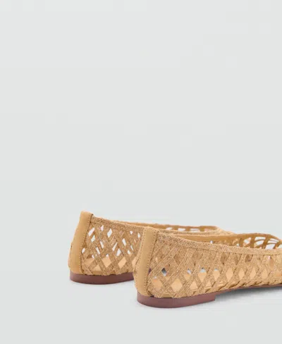 Mango Women's Natural Fiber Ballerinas Shoes In Medium Brown