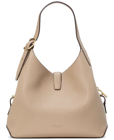 Kate Spade Deco Medium Pebbled Leather Crossbody Tote Bag In Timeless Taupe