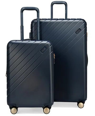 Elle Louvre 2-piece Expandable Retro Spinner Luggage Set In Navy