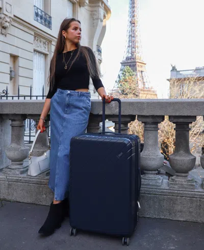 Elle Louvre 2-piece Expandable Retro Spinner Luggage Set In Navy
