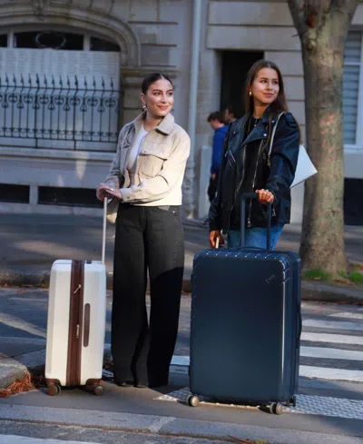 Elle Louvre 2-piece Expandable Retro Spinner Luggage Set In Navy