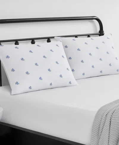 Ralph Lauren Logo Medium Density 2-pack Down Alternative Pillow, King In White